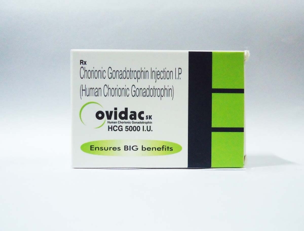A box of Ovidac 5000 iu/ml HCG Injection