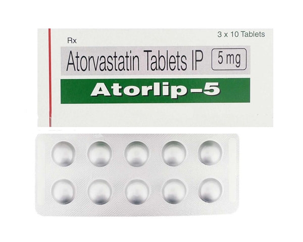A strip and a box of generic Atorvastatin Calcium 5mg tablets