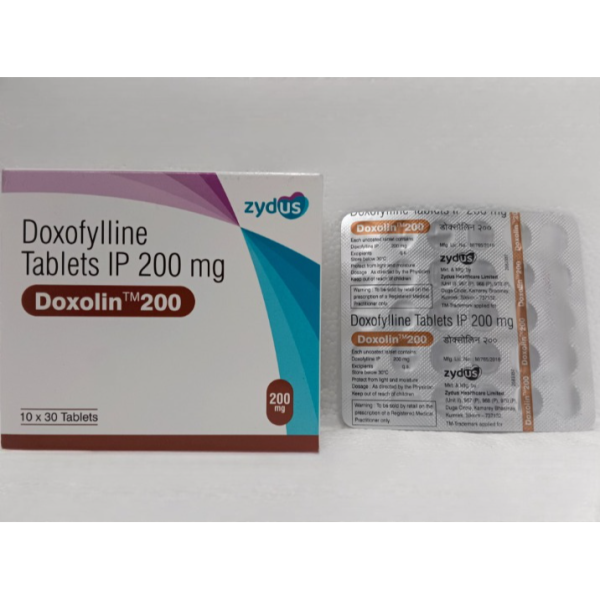 A box and a strip of Doxofylline Tabs