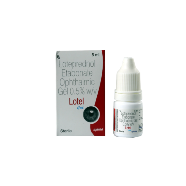 A box and a bottle of Loteprednol etabonate (0.5%) Gel