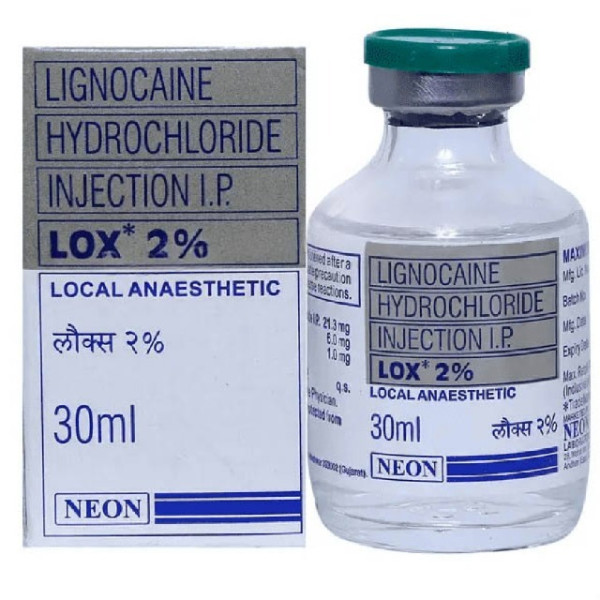 A pack and a vial of Lidocaine Injection