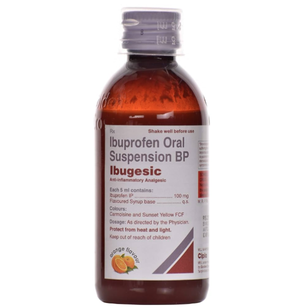A bottle of Ibuprofen Oral Suspension Orange