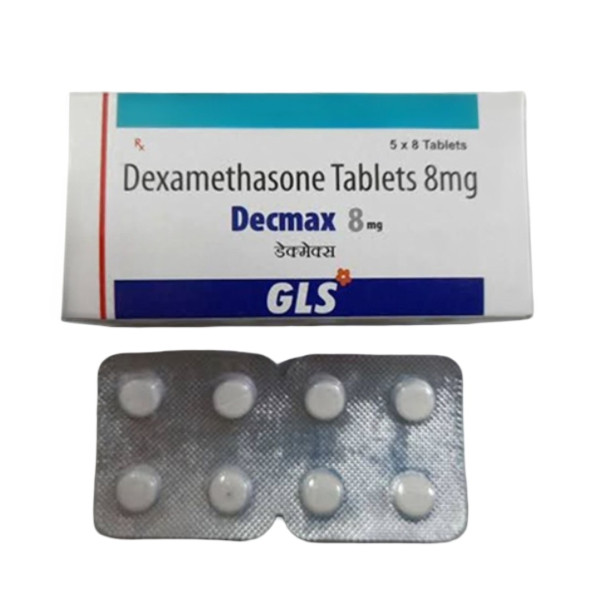 A box and strips of Dexamethasone (8mg) Tablet