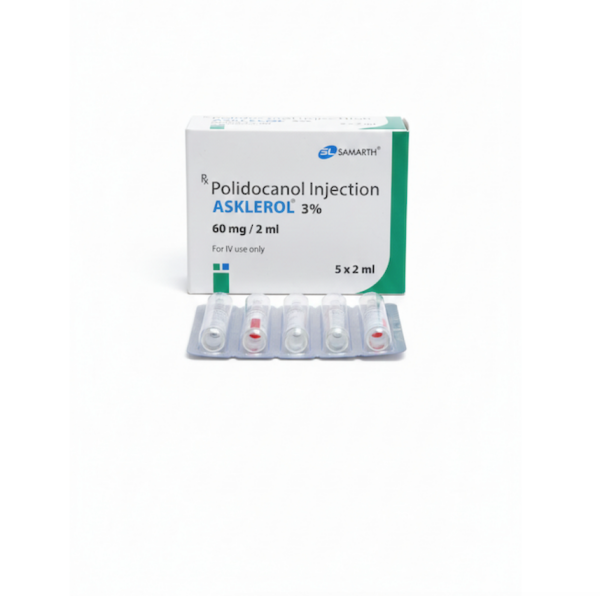 A box and vials of Asklerol 3% Injection - 2ml Vial