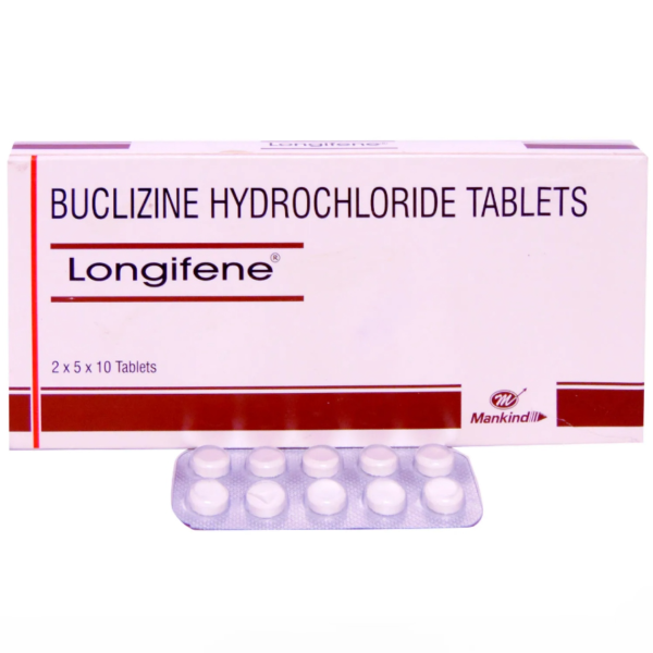 A box a and a strip of Buclizine 25mg Tablets