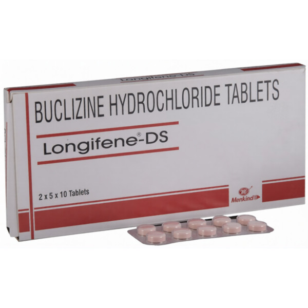 A box and a strip of Buclizine 50mg Tablets