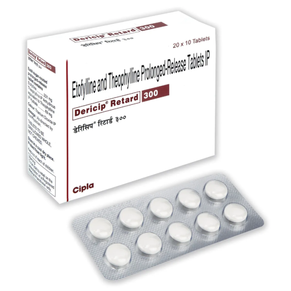 A box and a strip of Etofylline (231mg) + Theophylline (69mg) Tablets