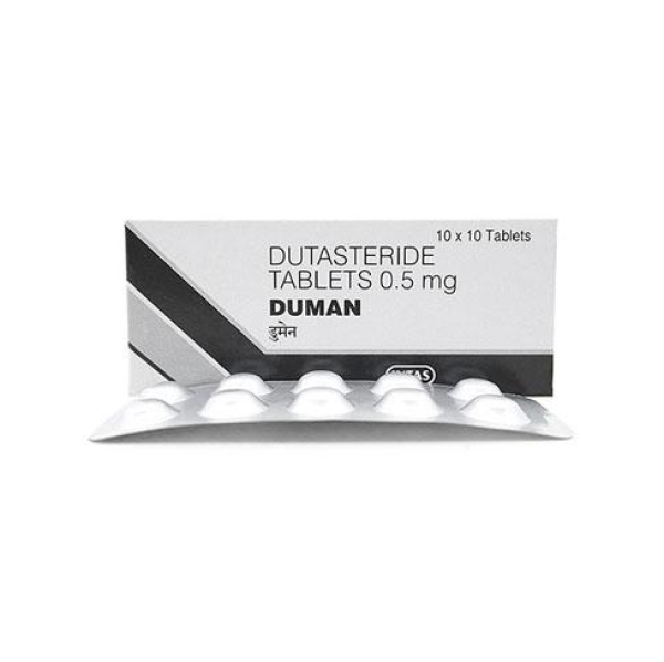 A pack and a strip of Dutasteride (0.5mg) Tablet