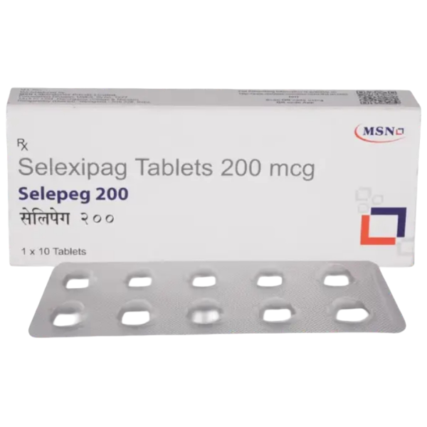 A box and a strip of Selexipag (200mcg) Tablet