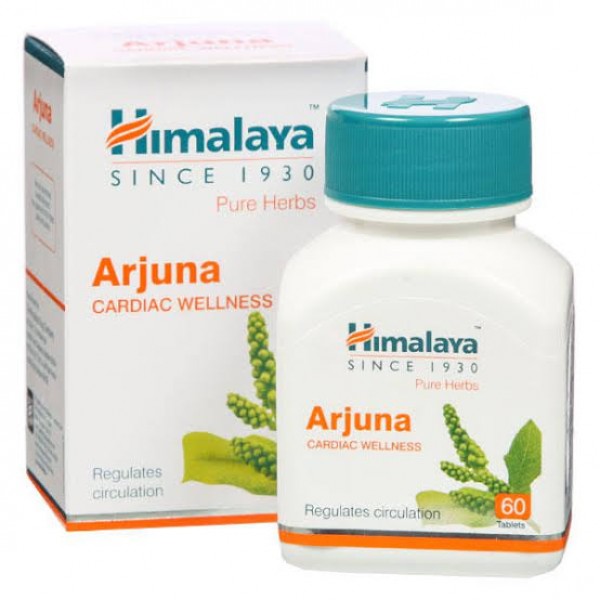 A bottle and a box pack of Pure Herbs - Himalaya Arjuna Tablets