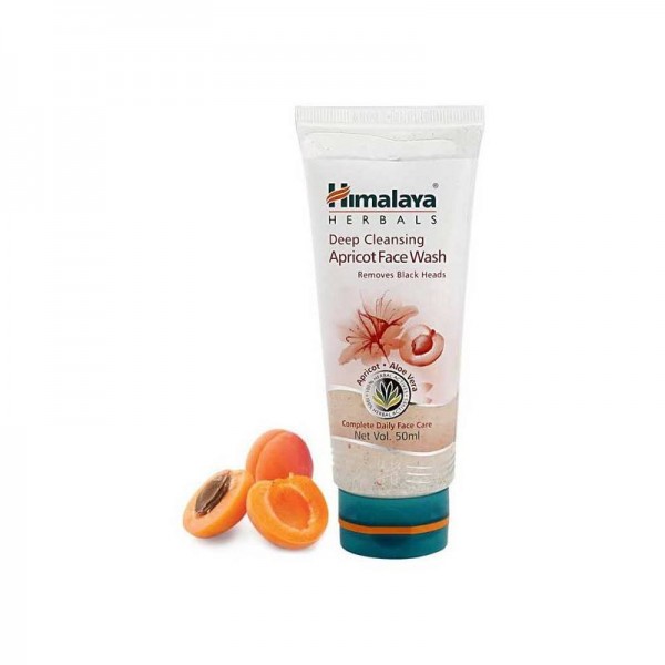 Sliced apricots and tube pack of Himalaya - Deep Cleansing Apricot 50 ml Face Wash