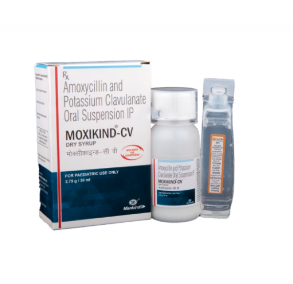 A box and a bottle pack of generic Amoxicillin/Clavulanate 200mg/28.5mg ( Amoxycillin 200mg + Clavulanic Acid 28.5mg )Syrup