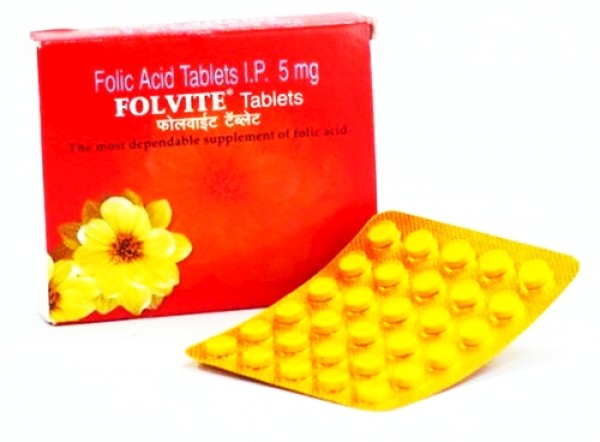 Box and blister strip of generic Folic Acid 5mg Tablet