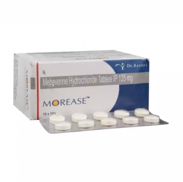 A box and a strip of generic Mebeverine (135mg) Tablet