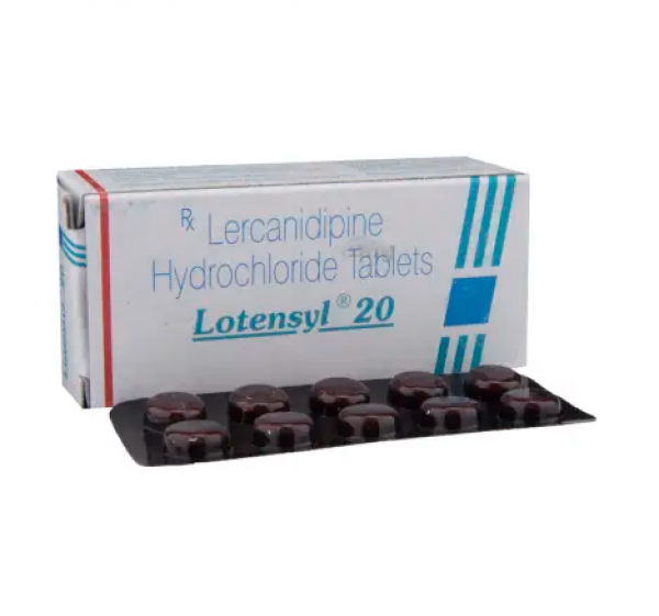 A box and a strip of Lercanidipine 20mg Tablet
