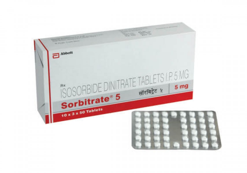 Box and a strip of Isosorbide Dinitrate 5mg Tablet