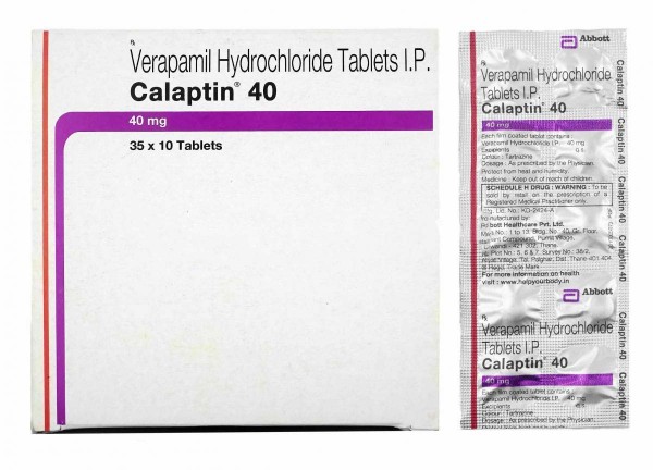 Box and a strip of generic Verapamil (40mg) Tablet