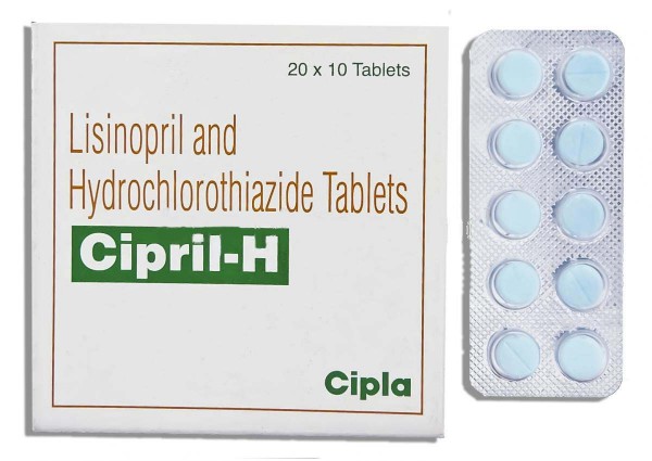 Box pack and a strip of Lisinopril 5mg and Hydrochlorothiazide 12.5mg Tablet