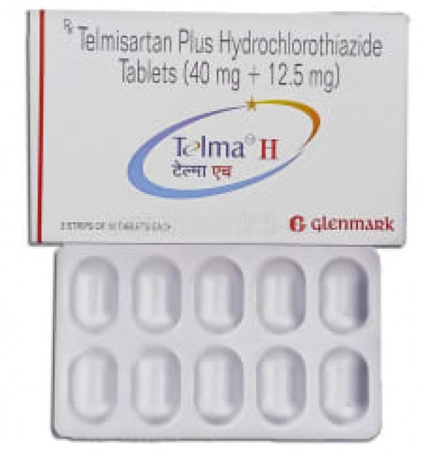 Box and a strip of generic Telmisartan 40mg and Hydrochlorothiazide 12.5mg Tablet