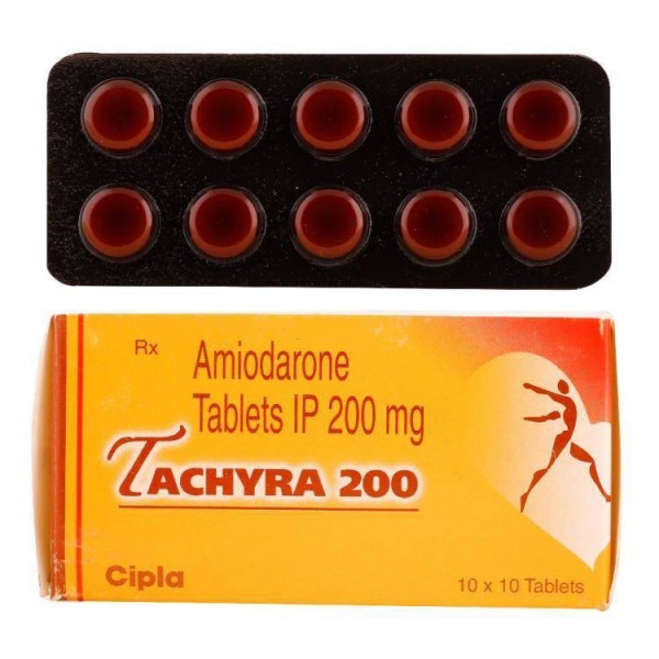 Box and a strip of Amiodarone 200mg Tablet