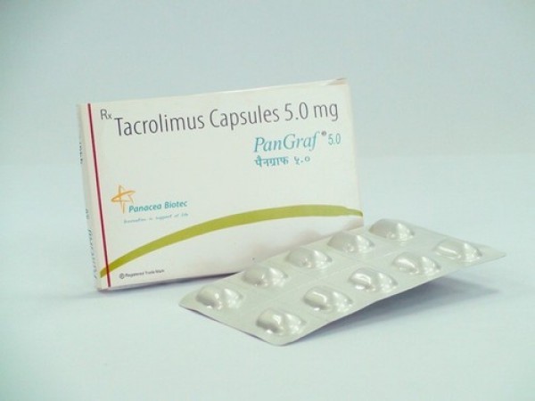 Box and blister strip of generic Tacrolimus (5mg) Capsule