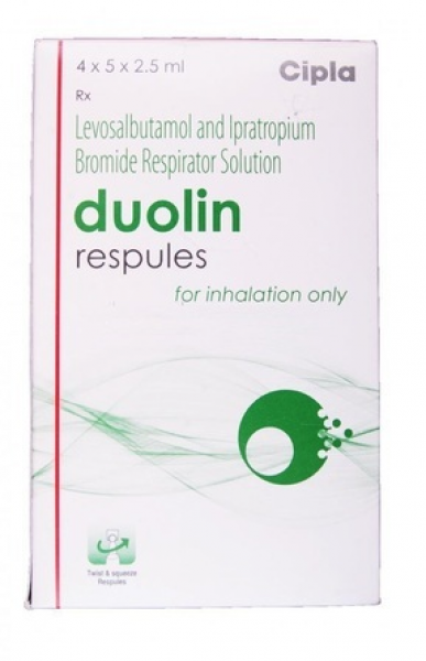 A box of generic Levalbuterol (1.25mg) + Ipratropium (500mcg) Respules