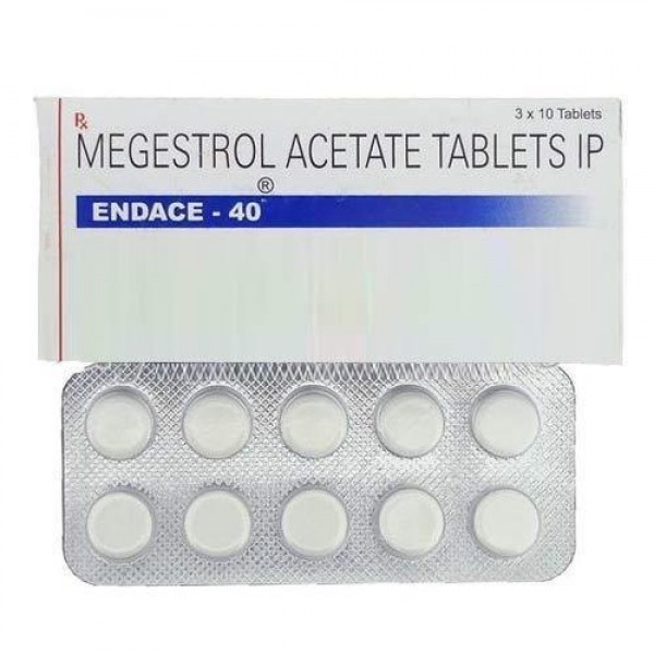 A box and a strip of generic Megestrol 40mg Tablet