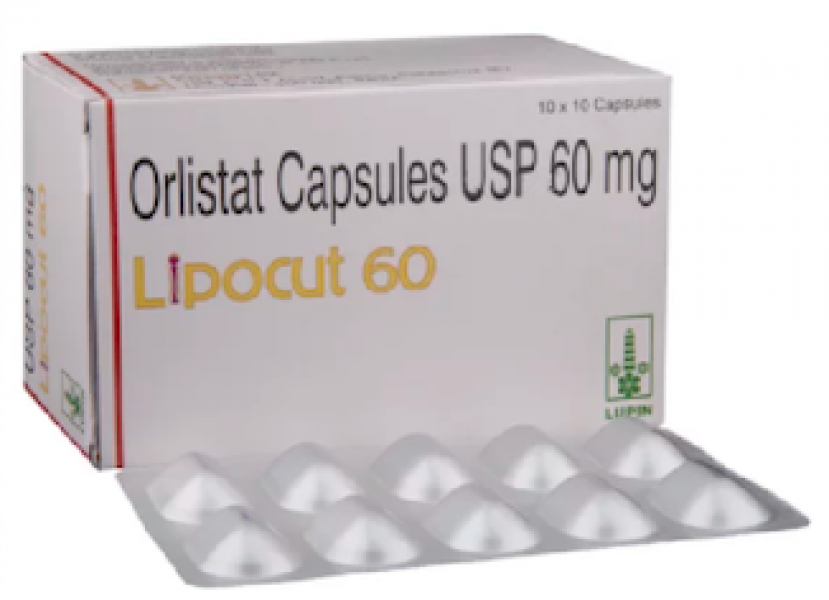 Box and blister strip of generic Orlistat 60mg Capsule