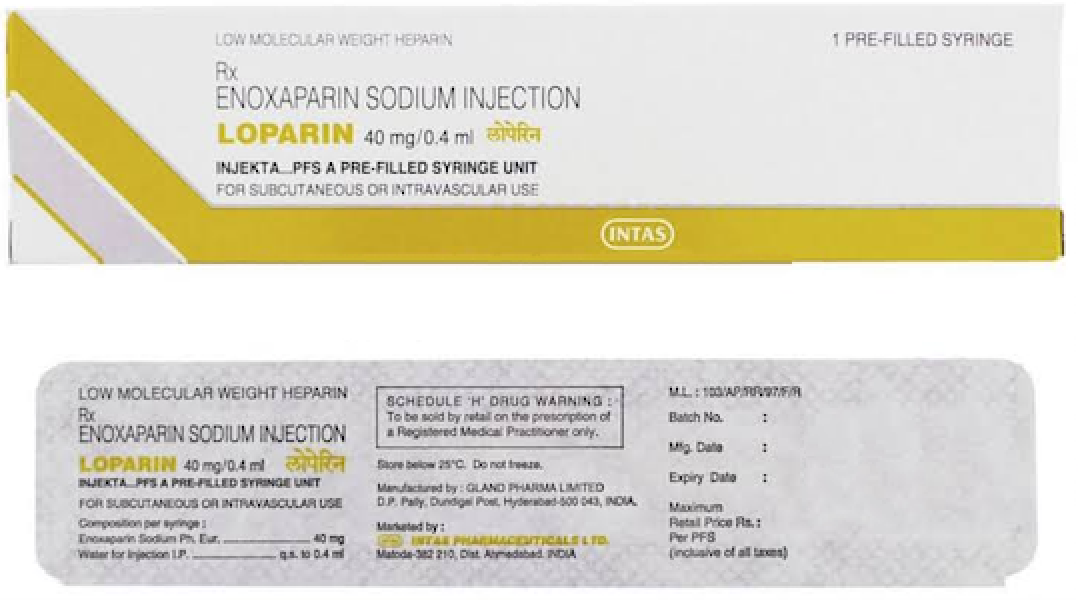 Box of generic Enoxaparin 40 mg / 0.4 mL Injection