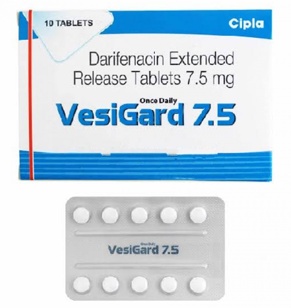 Box and blister strips of Darifenacin 7.5 mg Tablet PR