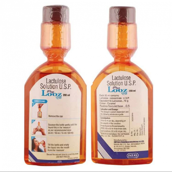 Front and backside of Lactulose 10gm Solution Bottle