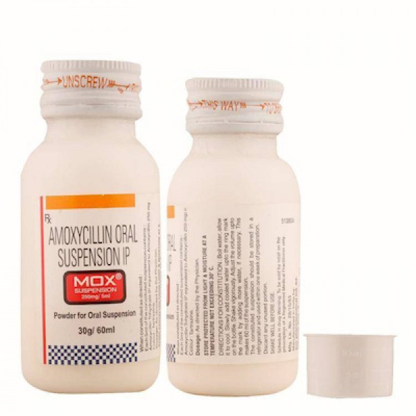 A box and a bottle of generic Amoxicillin ( Amoxycillin ) Oral Suspension 250mg Dry Syrup