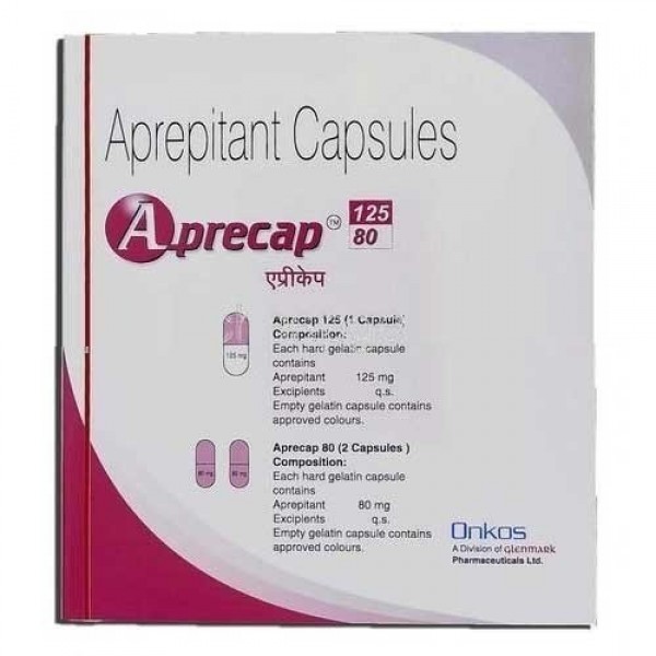 A box of generic Aprepitant  125mg/80mg  Capsule
