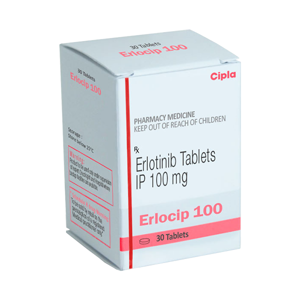 A box of generic Erlotinib 100mg Tablet