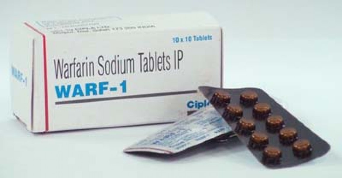 Box and two strips of generic Warfarin 1mg Tablet