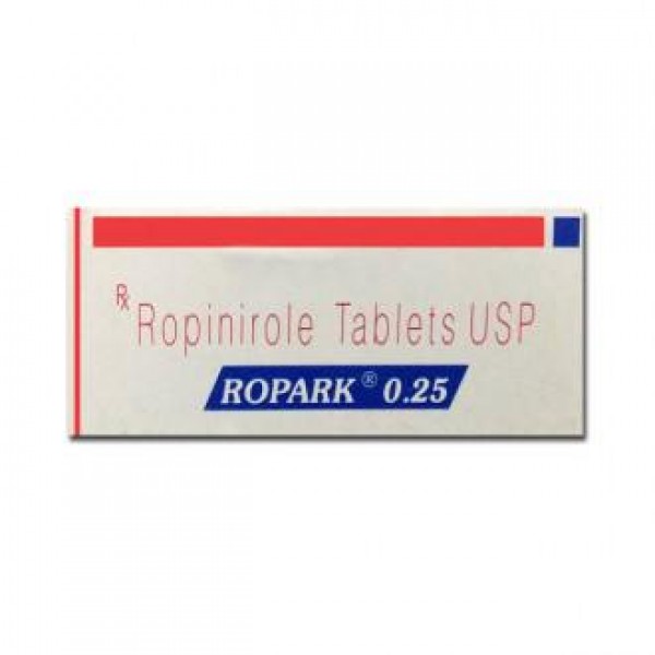 Box of generic Ropinirole 0.25 mg Tablet