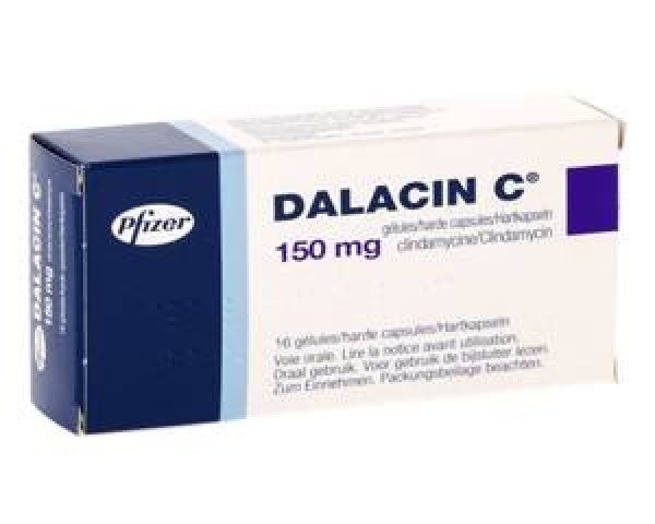 A box of generic Clindamycin (150mg) Capsule
