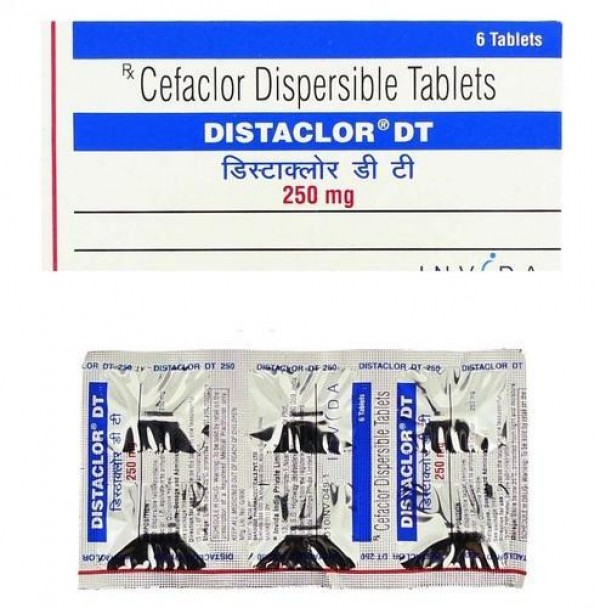 A box and a blister of Cefaclor 250mg Tablet
