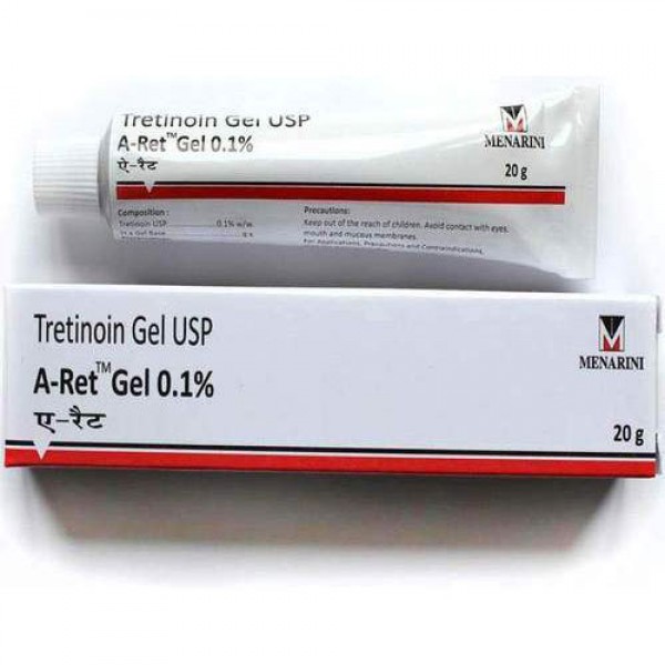 A tube and box of tretinoin 0.10 Percent Gel 20gm
