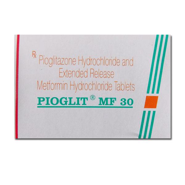 Box of generic pioglitazone 30 mg, metformin (SR) 500 mg tablets