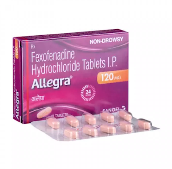 Box and blister strips of generic Fexofenadine Hcl 120mg tablets