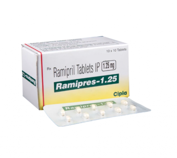 Box and blister strip of generic Ramipril 1.25mg Tablet