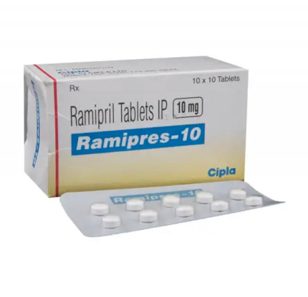 Box and blister strip of generic Ramipril 10mg Tablet