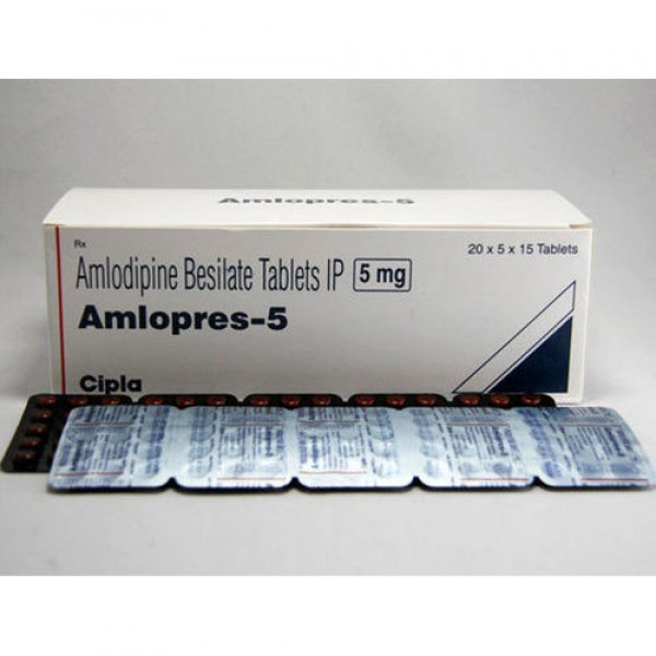 Box and generic strips of Amlodipine Besylate 5mg tablets