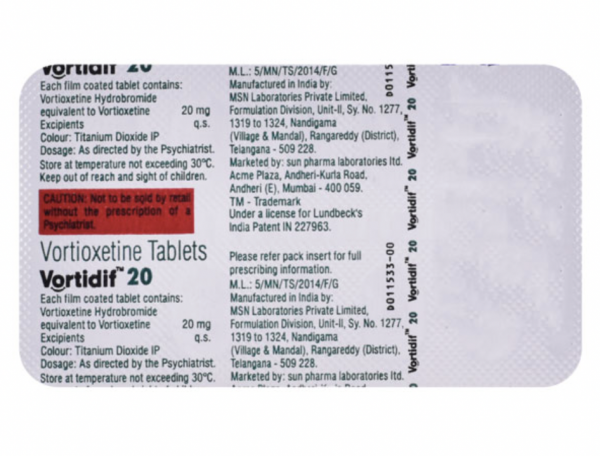 Trintellix 20mg Tablet (Generic Equivalent)