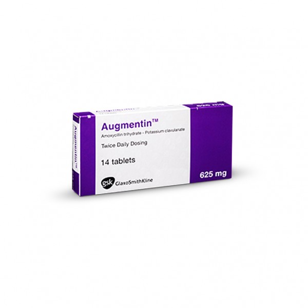 A box of AMOXICILLIN/ Clavulanic acid  500mg 125mg Tablet