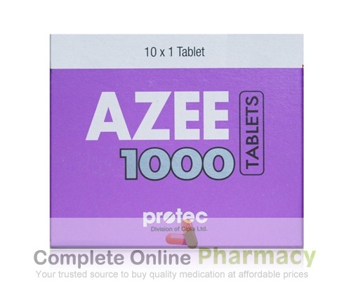 A box of generic azithromycin 1000mg tablet