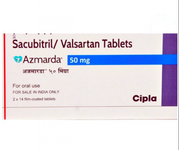 A box of Sacubitril 24mg + Valsartan 26mg tablets