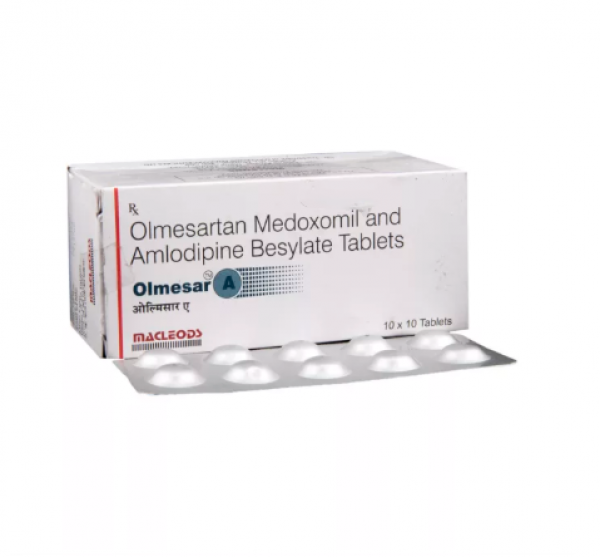 Box and blister strip of generic Olmesartan (20mg) + Amlodipine (5mg) Tablet