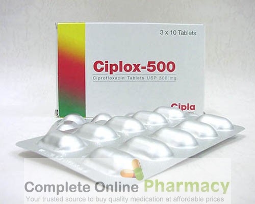 A box and a blister pack of generic ciprofloxacin hydrochloride 500mg tablet